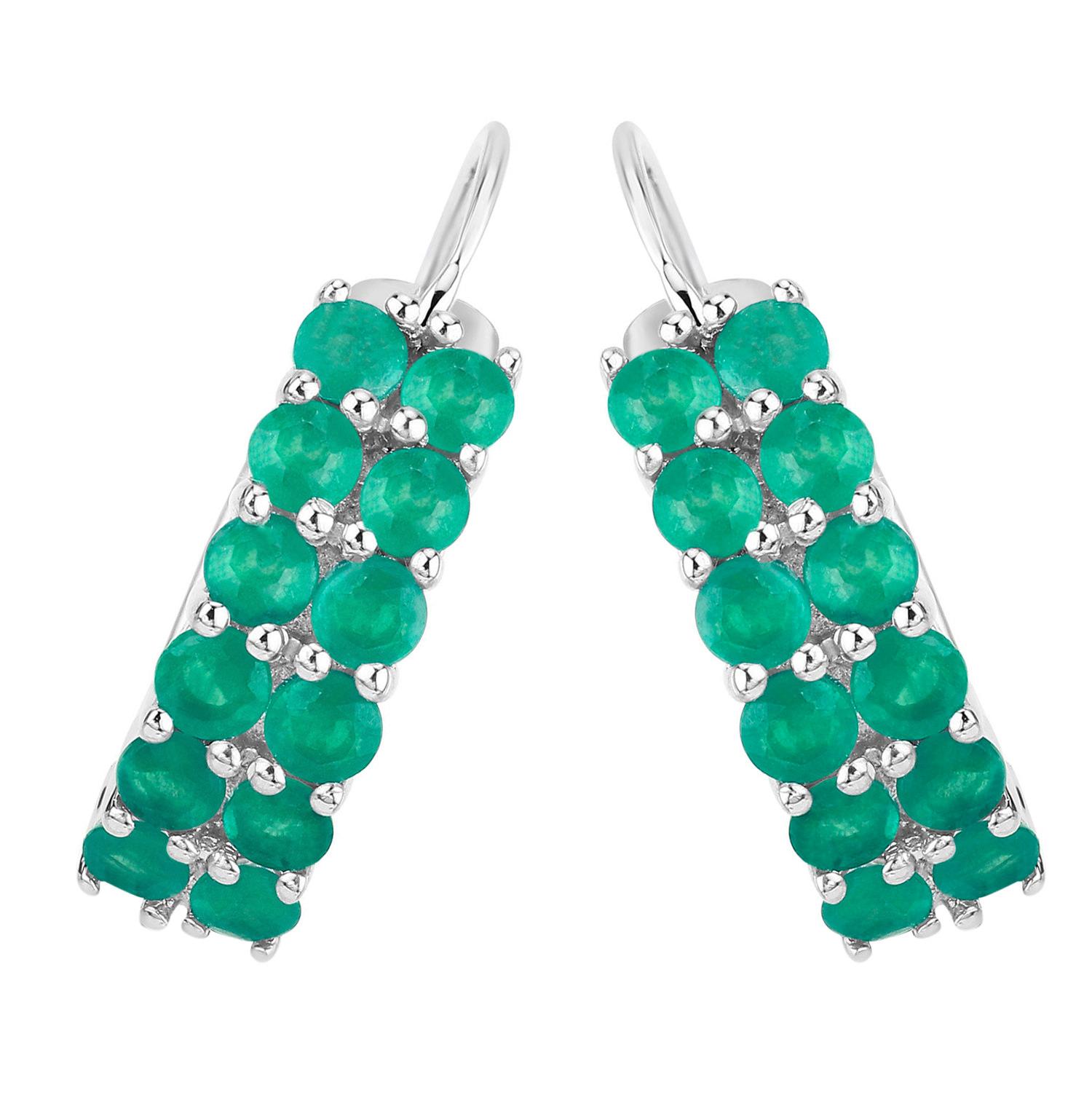 Smaragd Ohrringe 2,3 Karat Rhodiniertes Sterling Silber (Zeitgenössisch) im Angebot