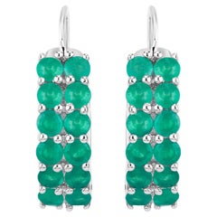 Orecchini a cerchio con smeraldo 2,3 carati placcati in rodio A. Silver