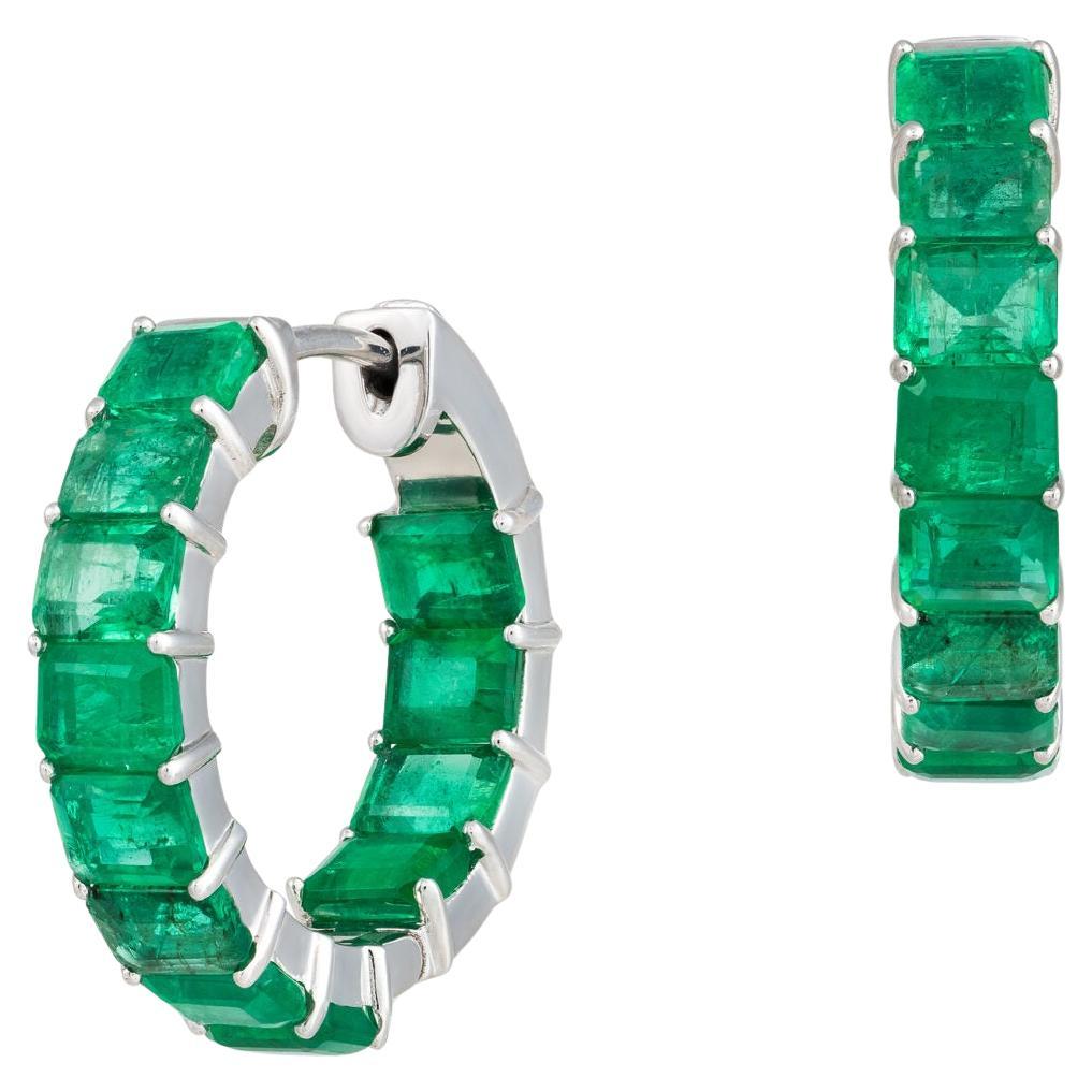 Emerald Hoop Earrings – 6.27 cts For Sale