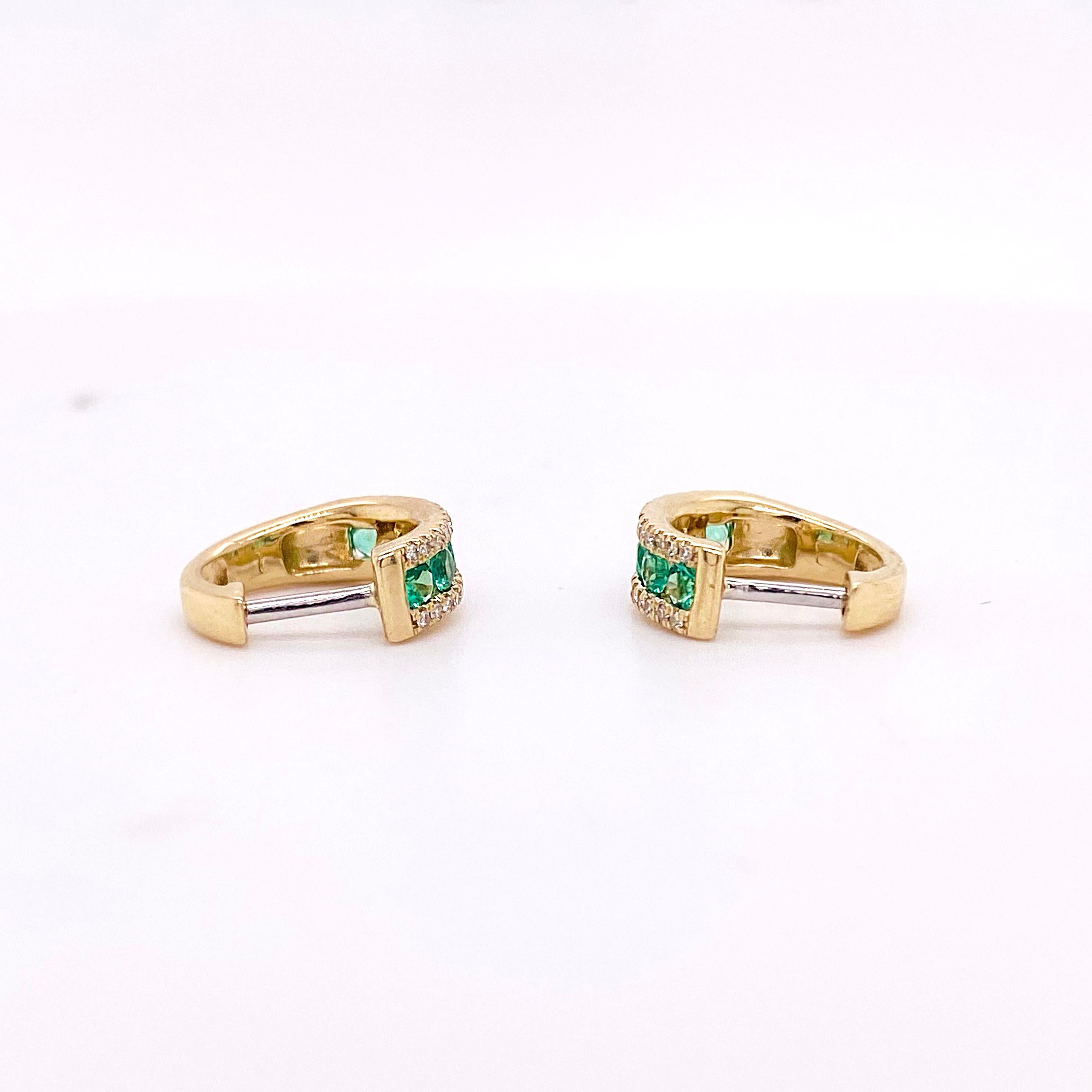 gold emerald hoop earrings