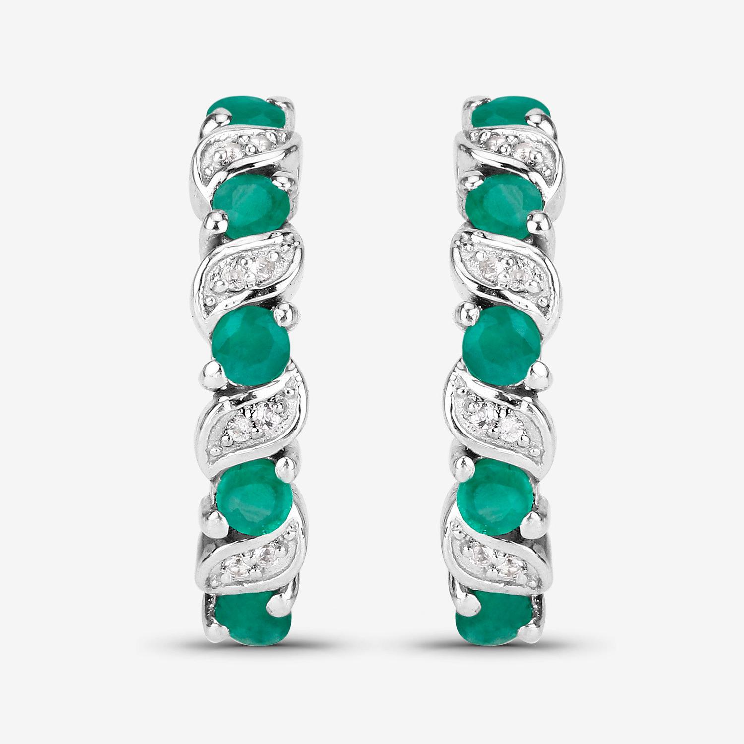 Smaragd-Ohrringe Rhodiniert Sterling Silber im Zustand „Hervorragend“ im Angebot in Punta Gorda, FL