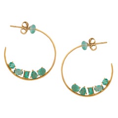 Emerald Hoops Earrings Handcrafted in 18K Yellow Gold