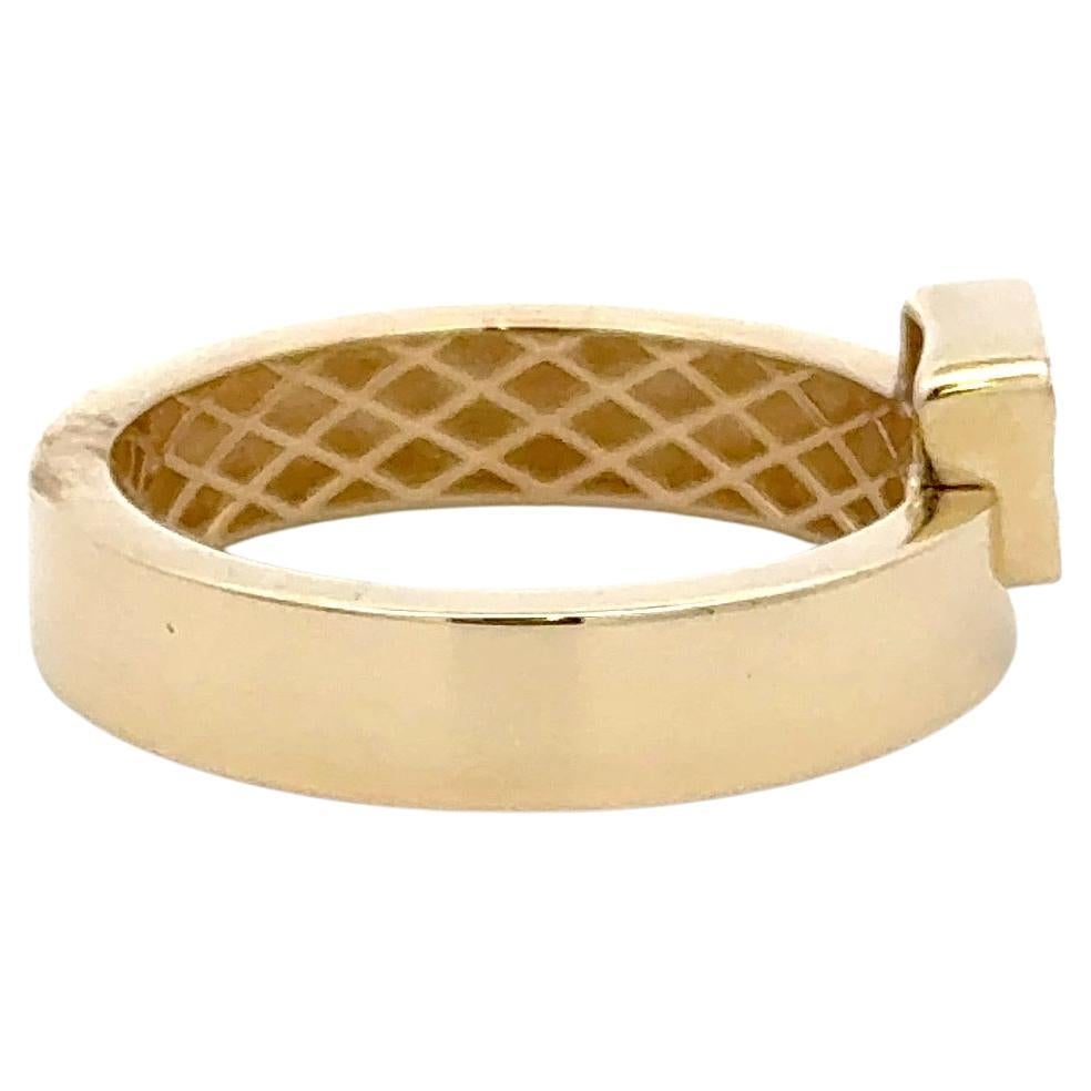 Taille ronde Bague à diamants émeraude 0,21 carat or jaune 14 carats 2,6 grammes en vente