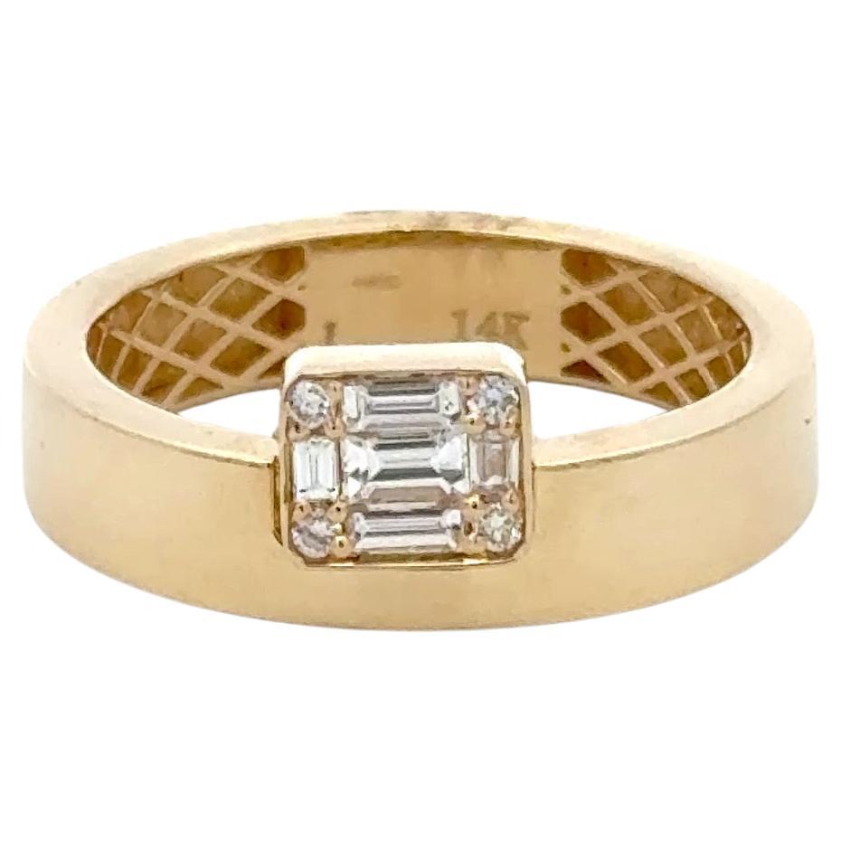 Bague à diamants émeraude 0,21 carat or jaune 14 carats 2,6 grammes