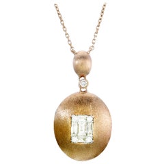Emerald Illusion Diamond Pendant Necklace 18 Karat Rose Gold