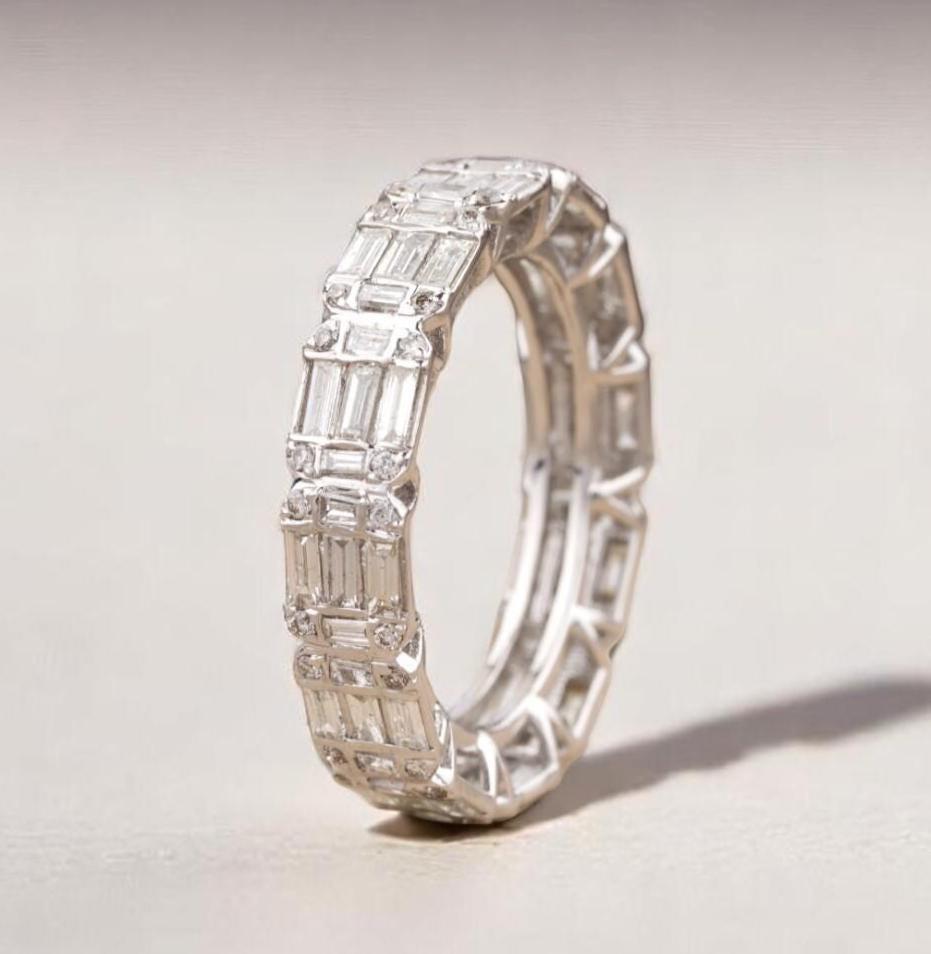 Taille ronde Bague de mariage diamant émeraude illusion en or massif 14 carats (certifiée) en vente