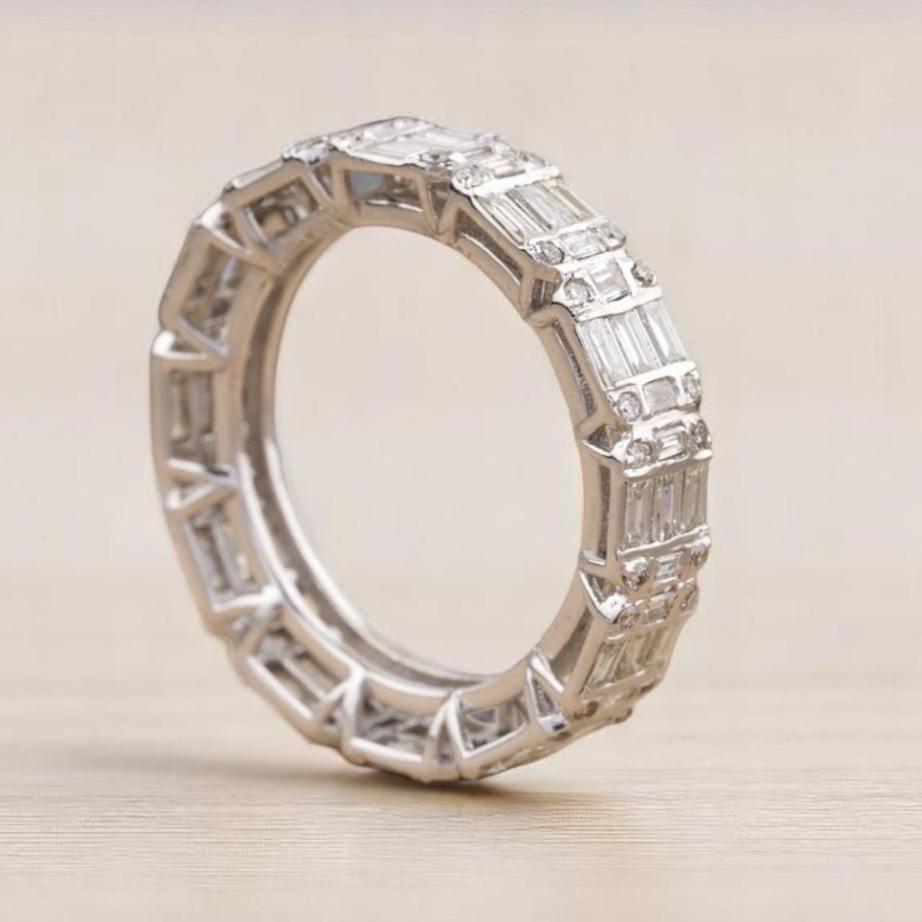 Bague de mariage diamant émeraude illusion en or massif 14 carats (certifiée) Pour femmes en vente