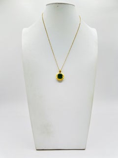 Emerald in Emerald Cut Bezel Satin Finish Necklace in 18K Yellow Gold