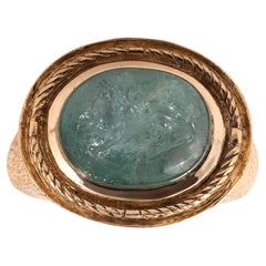 Emerald Intaglio Ring Late 18th Century With Griffin