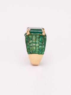 Emerald Invisible Setting Ring in 14kt Gold