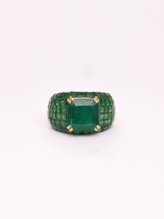 Emerald Invisible Setting Ring in 14kt Gold