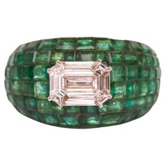 Emerald Invisible Setting Ring in 14kt Gold