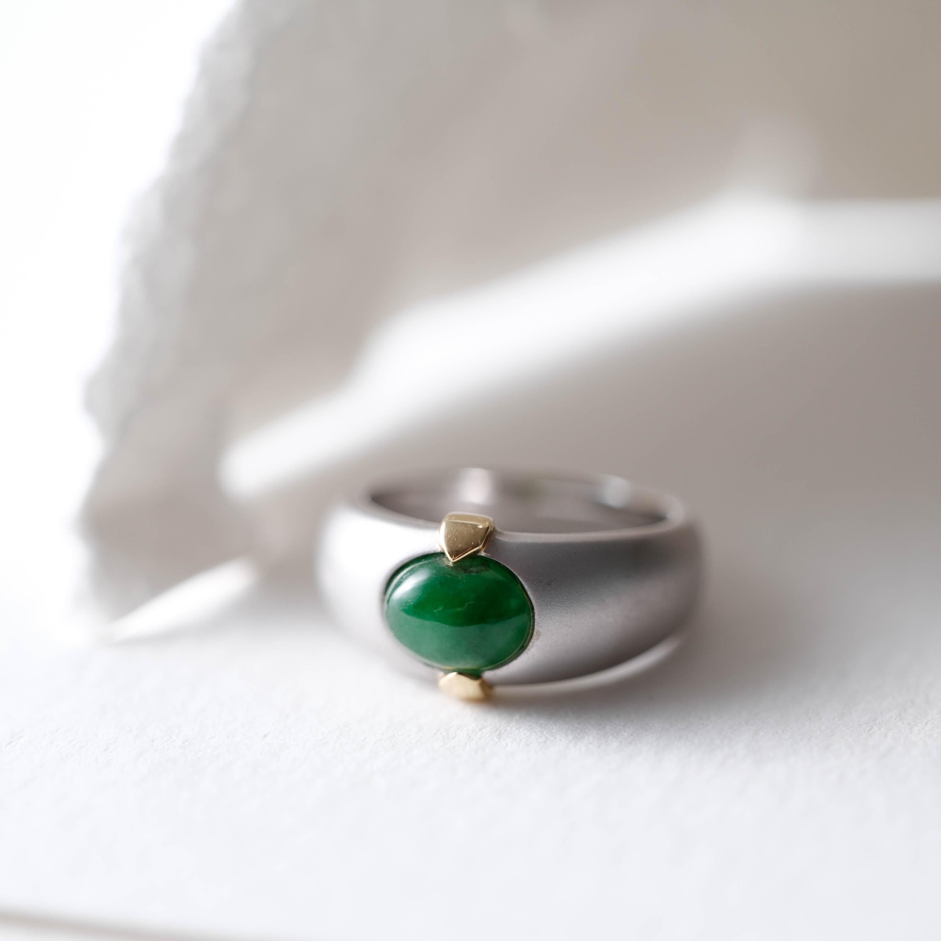 Emerald Jade Ring Certified Untreated Size 7 6