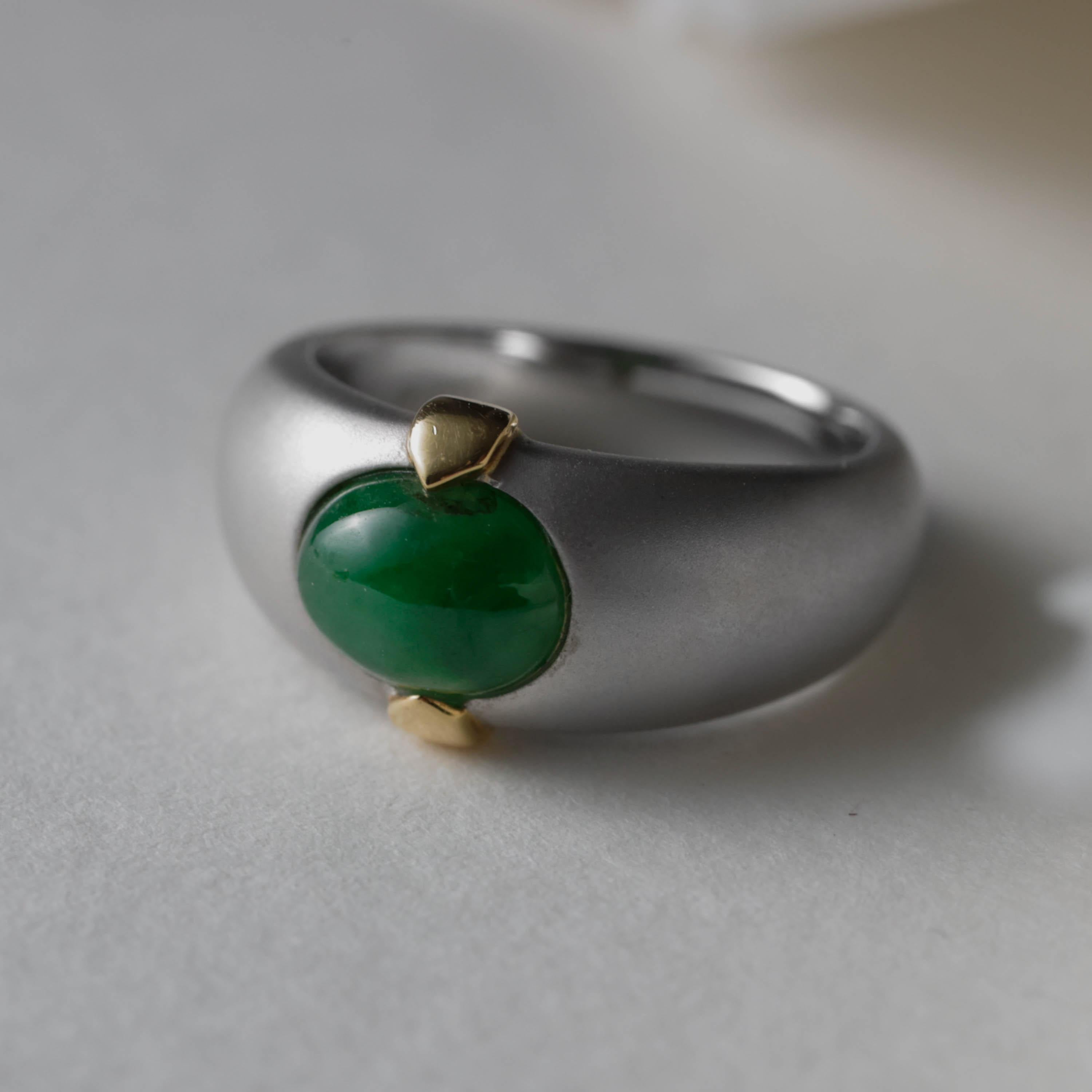 Emerald Jade Ring Certified Untreated Size 7 3