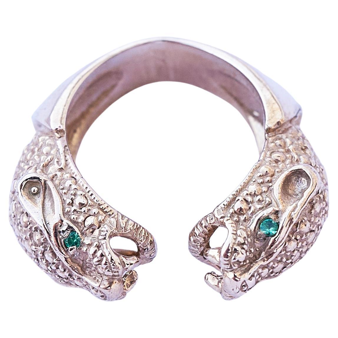 4 pcs Emerald Double Head Jaguar Ring Bronze Cocktail Ring Animal Jewelry J Dauphin

Open ring tiny adjustable between sizes 5-8 

Hand Made in Los Angeles

In Mayan mythology, the jaguar was seen as the ruler of the Underworld, and as such, a