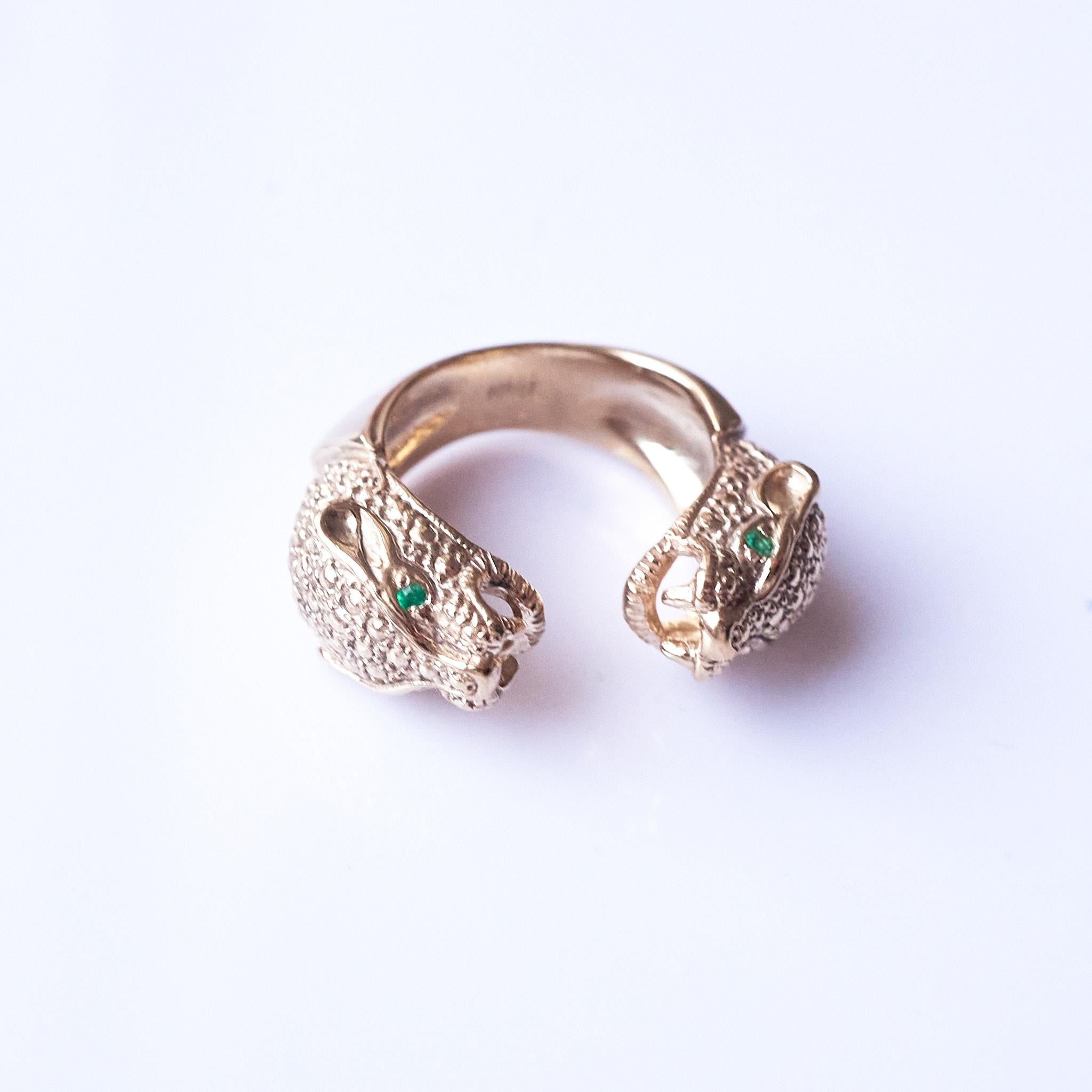 Anello Jaguar Emerald 18 Carati Gioielli Animali Anello Cocktail J DAUPHIN in vendita 3