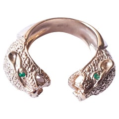 Emerald Jaguar Ring Animal Jewelry Cocktail Ring Bronze J Dauphin