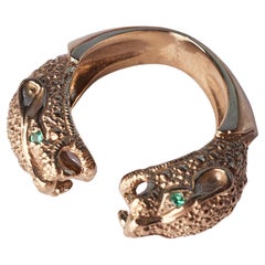 Emerald Jaguar Ring Bronze Animal J Dauphin