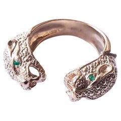 Emerald Jaguar Ring Bronze Animal Jewelry Cocktail Ring J Dauphin