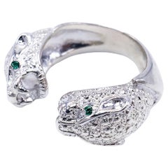 Emerald Jaguar Ring Silver Animal Jewelry Cocktail J Dauphin
