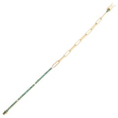 Smaragd Link 14K (oder 18k auf Anfrage) Gelbgold Tennis Kettenarmband