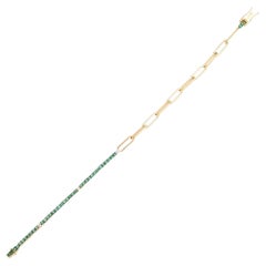 Smaragd Link 14K (oder 18k auf Anfrage) Gelbgold Tennis Kettenarmband