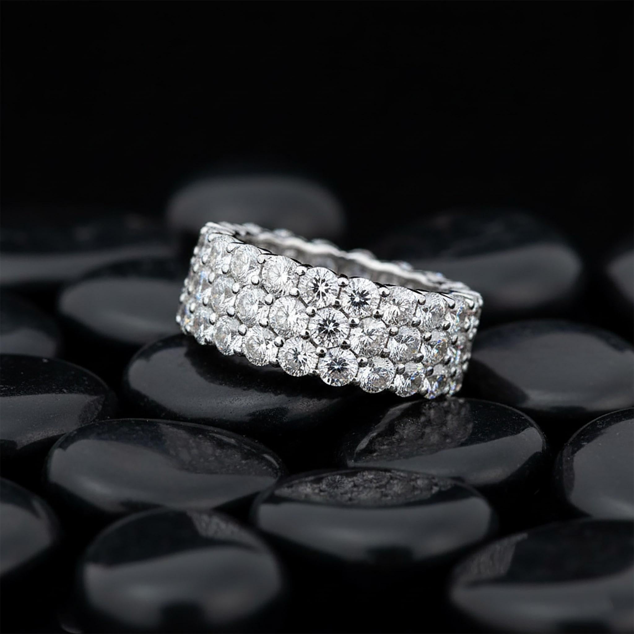 En vente :  Bague éternité en or jaune 14K (ou 18k sur demande) Emerald Love Diamond 3