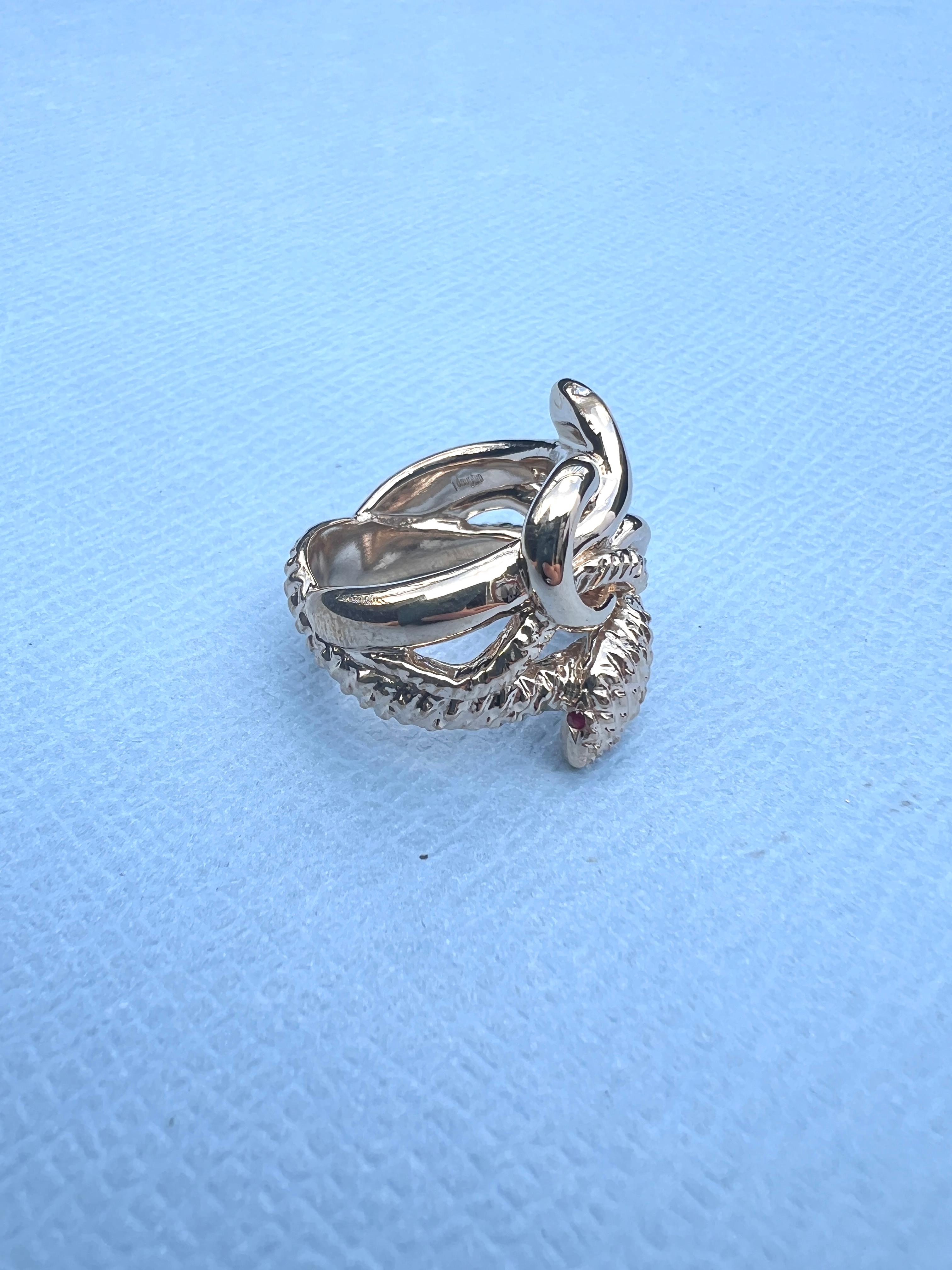 Esmeralda Marqués Blanco Diamante Rubí Serpiente Cóctel Anillo Bronce J DAUPHIN 4