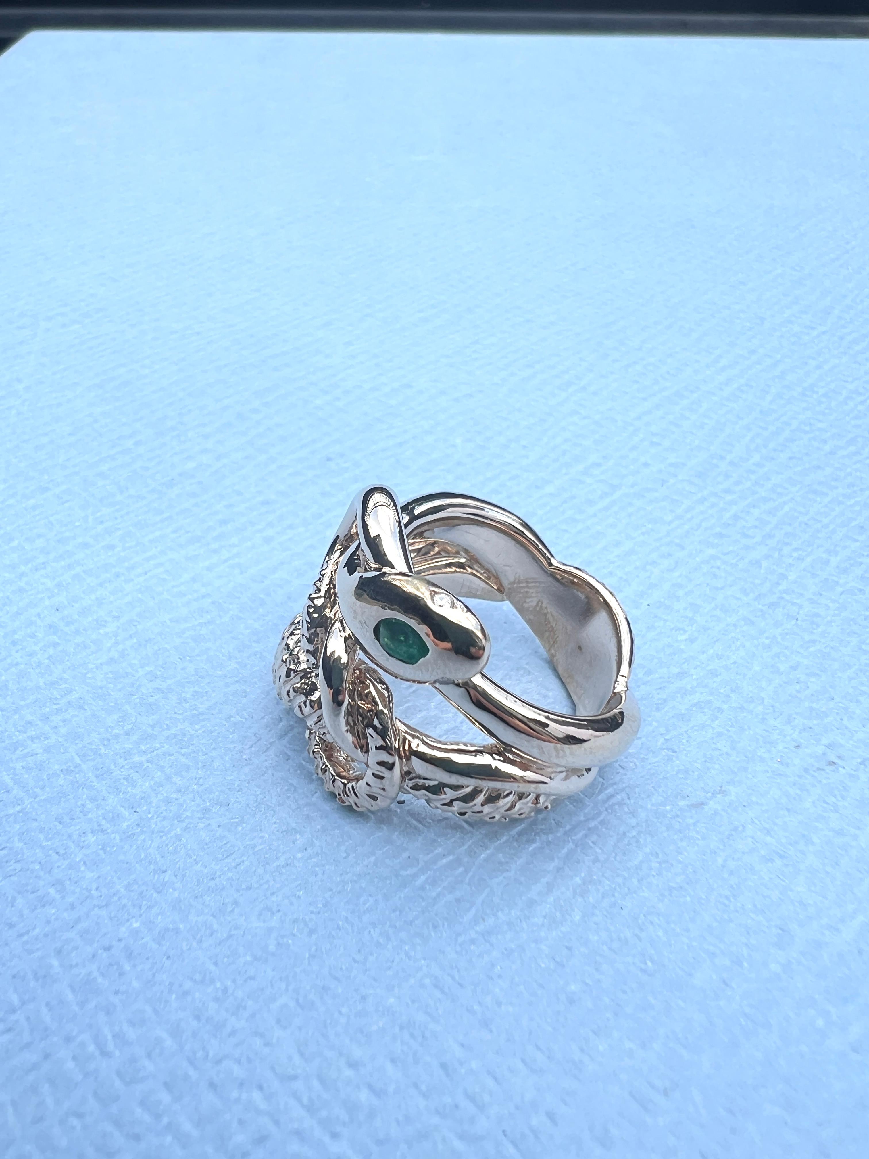 Esmeralda Marqués Blanco Diamante Rubí Serpiente Cóctel Anillo Bronce J DAUPHIN 5