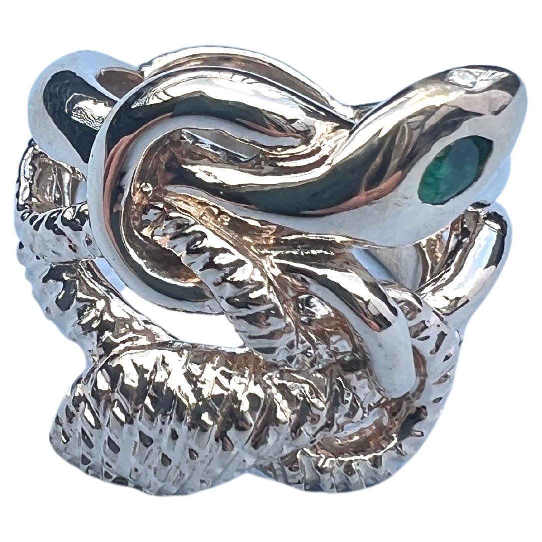Esmeralda Marqués Blanco Diamante Rubí Serpiente Cóctel Anillo Bronce J DAUPHIN Victoriano
