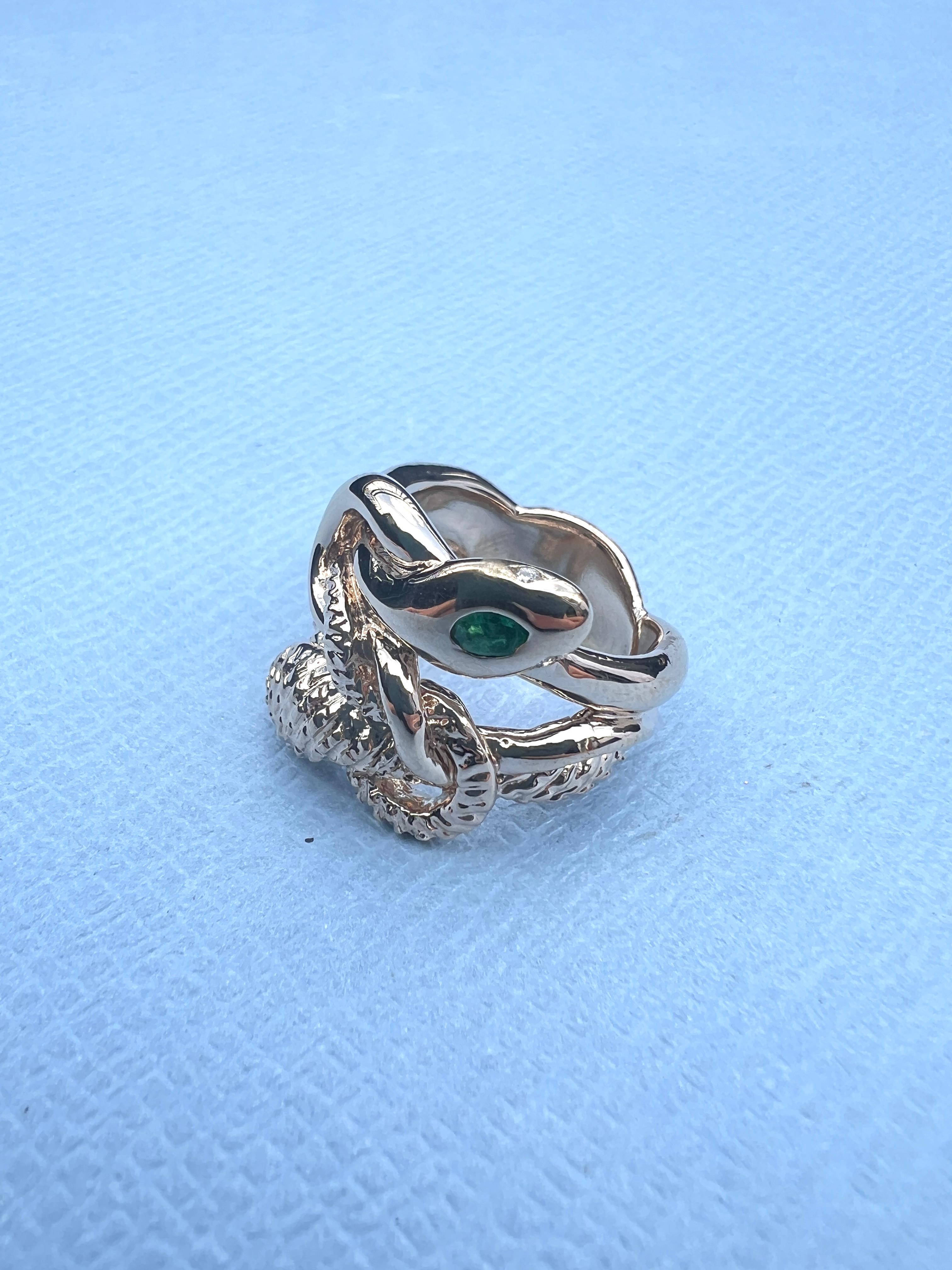 Esmeralda Marqués Blanco Diamante Rubí Serpiente Cóctel Anillo Bronce J DAUPHIN 1