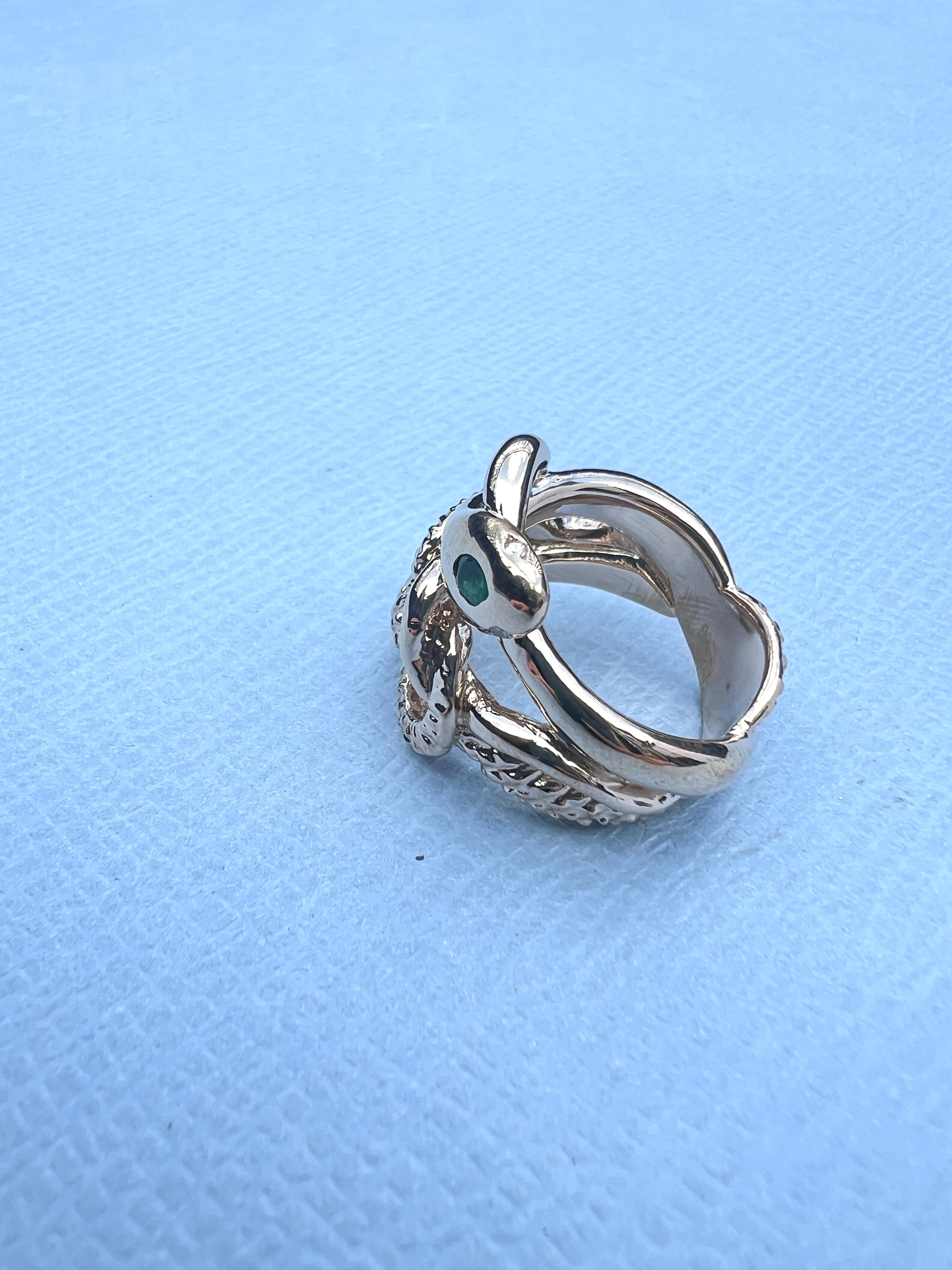 Esmeralda Marqués Blanco Diamante Rubí Serpiente Cóctel Anillo Bronce J DAUPHIN 2