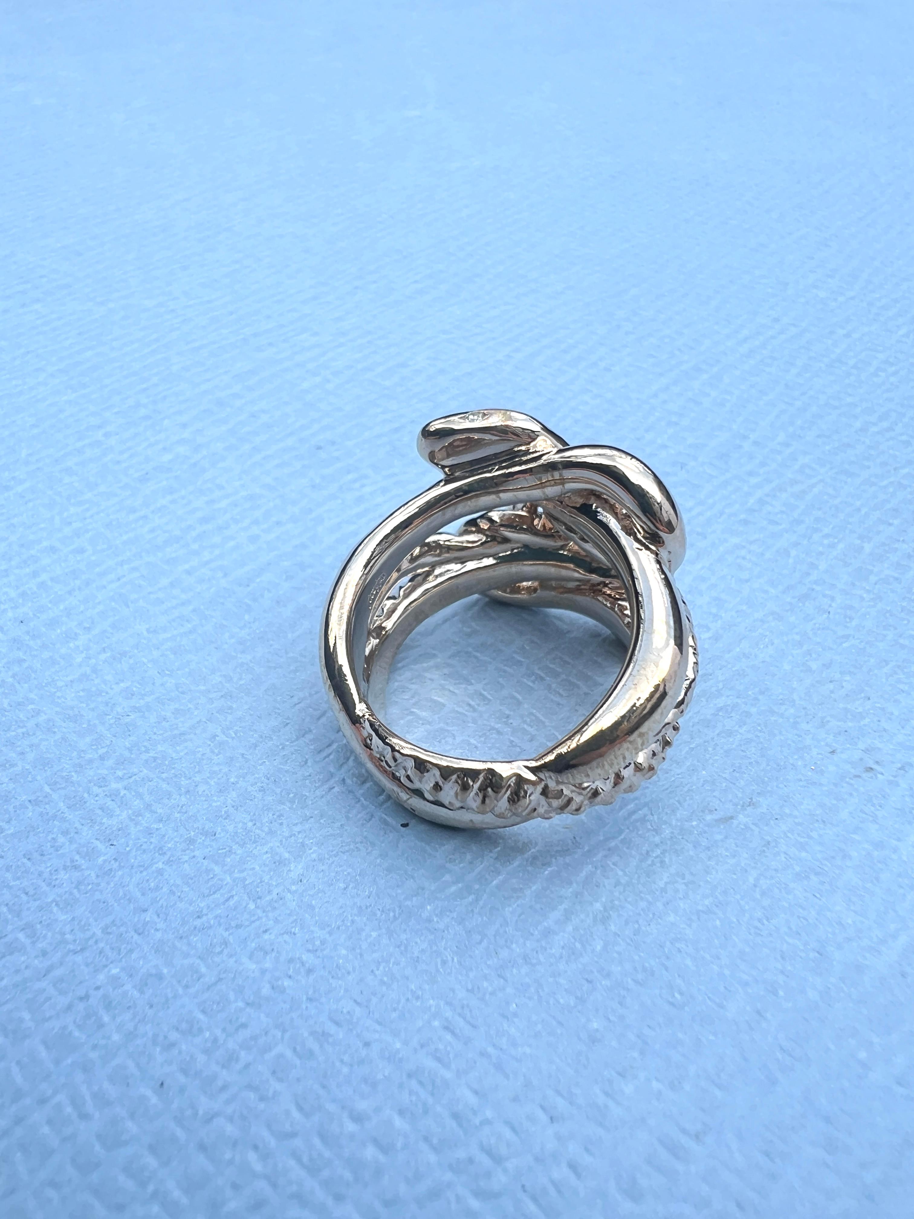 Esmeralda Marqués Blanco Diamante Rubí Serpiente Cóctel Anillo Bronce J DAUPHIN 3