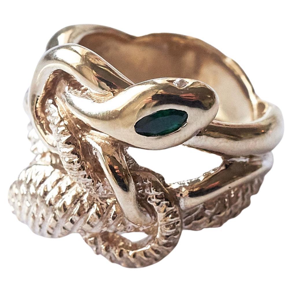Marquis Smaragd Weiß Diamant Schlange Ring Rubin Viktorianischer Stil Doppelkopf Bronze J DAUPHIN

J DAUPHIN 