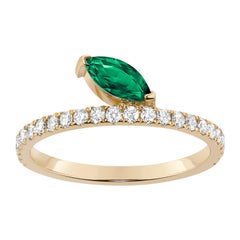 defne kent Emerald Marquise "Defne" Ring with White Diamonds by Selin Kent