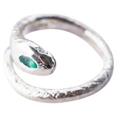Emerald Snake Ring Sterling Silver White Diamond J Dauphin