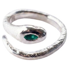 Emerald Snake Ring Sterling Silver White Diamond J Dauphin
