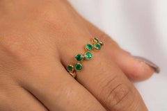 Emerald May Birthstone Zig Zag Stacking Band Ring in 18k Solid Yellow Gold