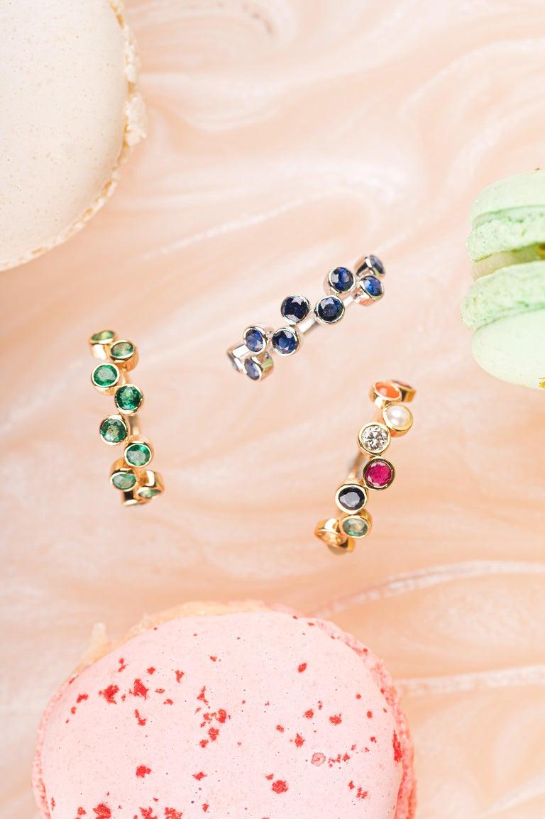 En vente :  Emerald May Birthstone Zig Zag Stacking Band Ring en or jaune massif 18k 5