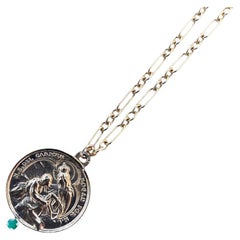 Emerald Medal Necklace Virgin Mary Chain J Dauphin