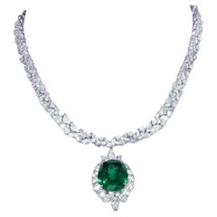Emerald Minor Oil Diamond Necklace