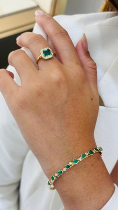 Bracelet en or jaune 18 carats avec émeraudes et diamants