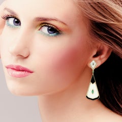 Emerald Mother of Pearl Diamond 14 Karat Gold Earrings