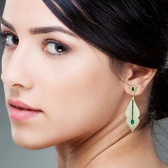 Emerald Mother of Pearl Diamond 18 Karat Gold Earrings