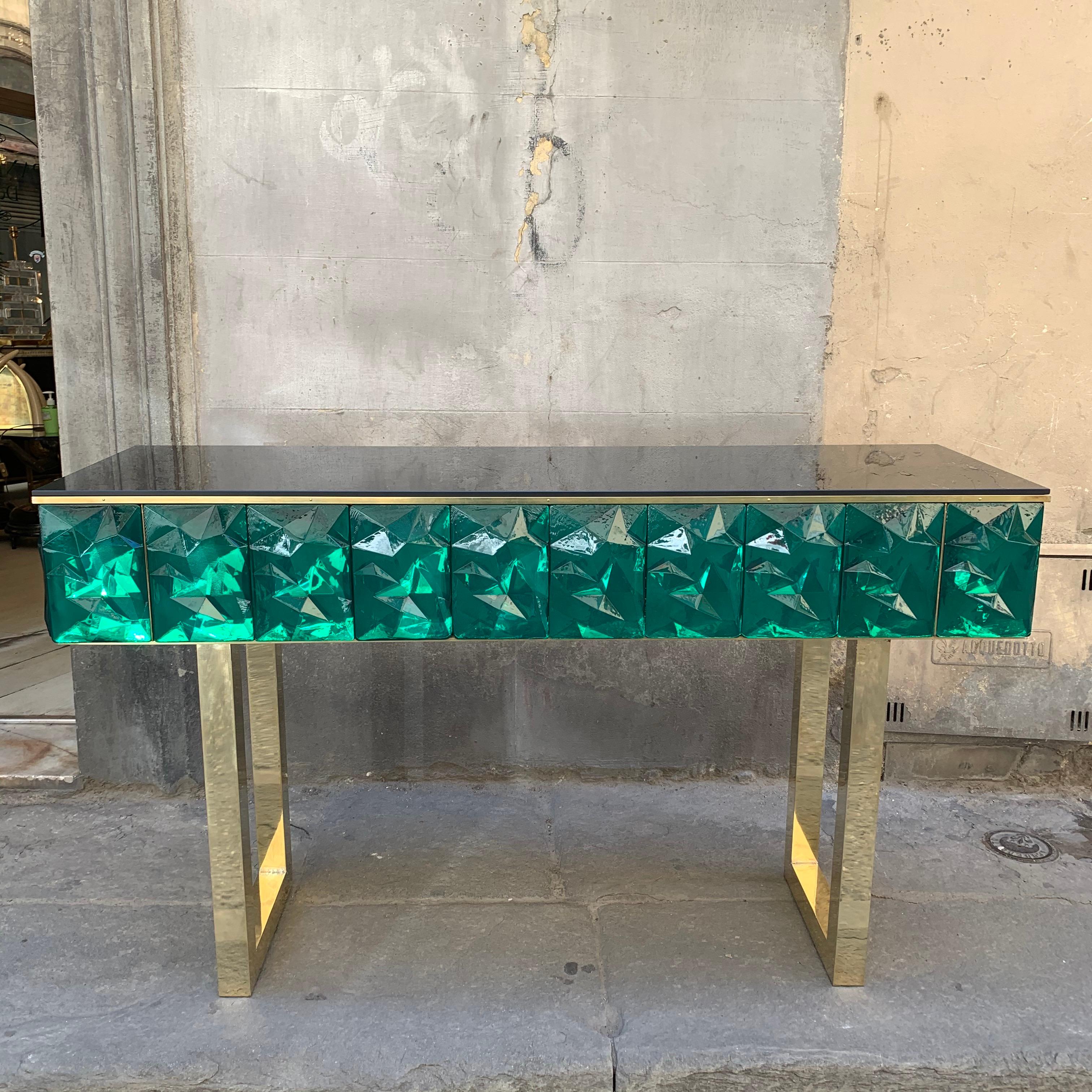 emerald green console table