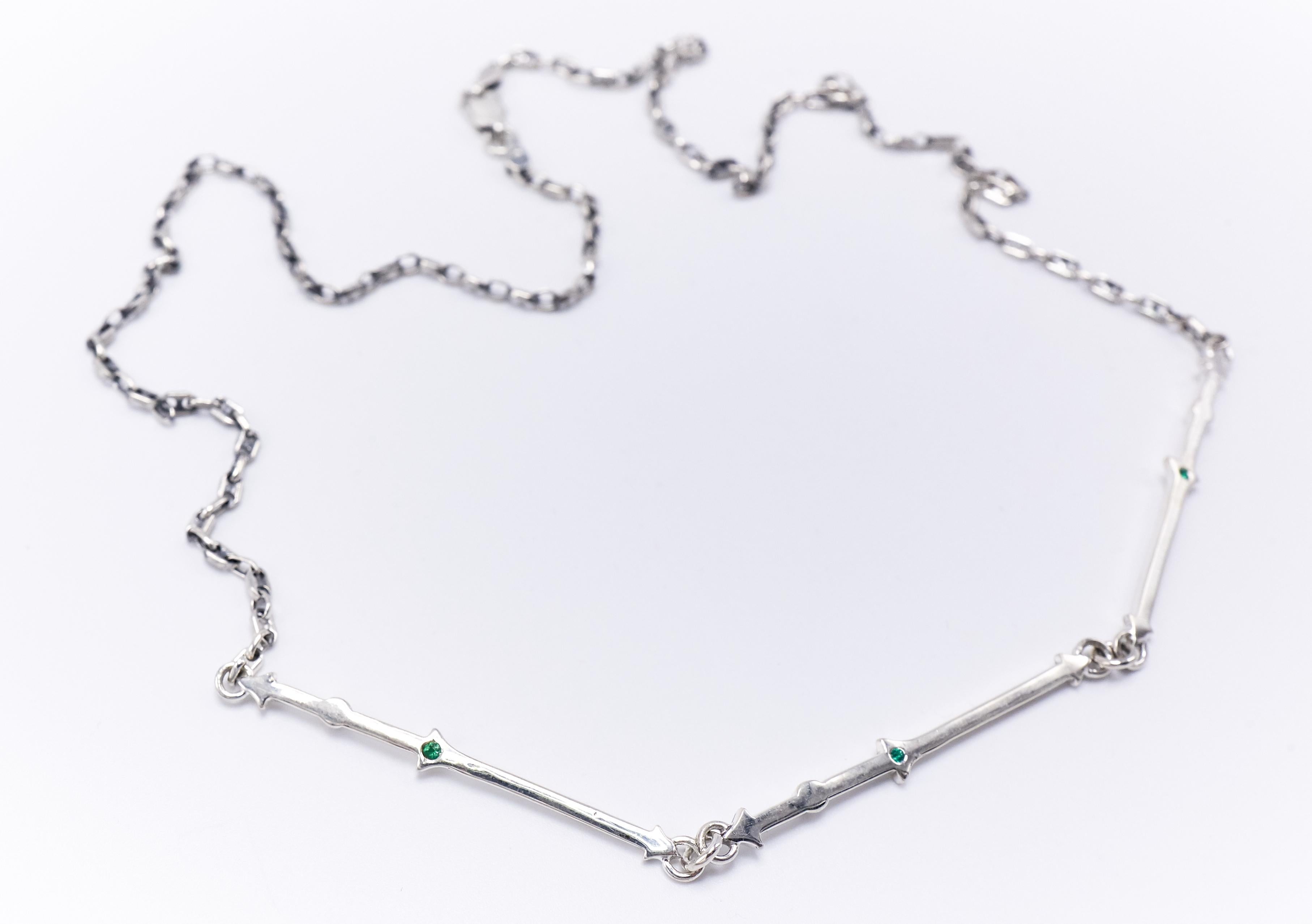Smaragd Silber Kette Anhänger Halskette Choker J Dauphin (Art déco) im Angebot