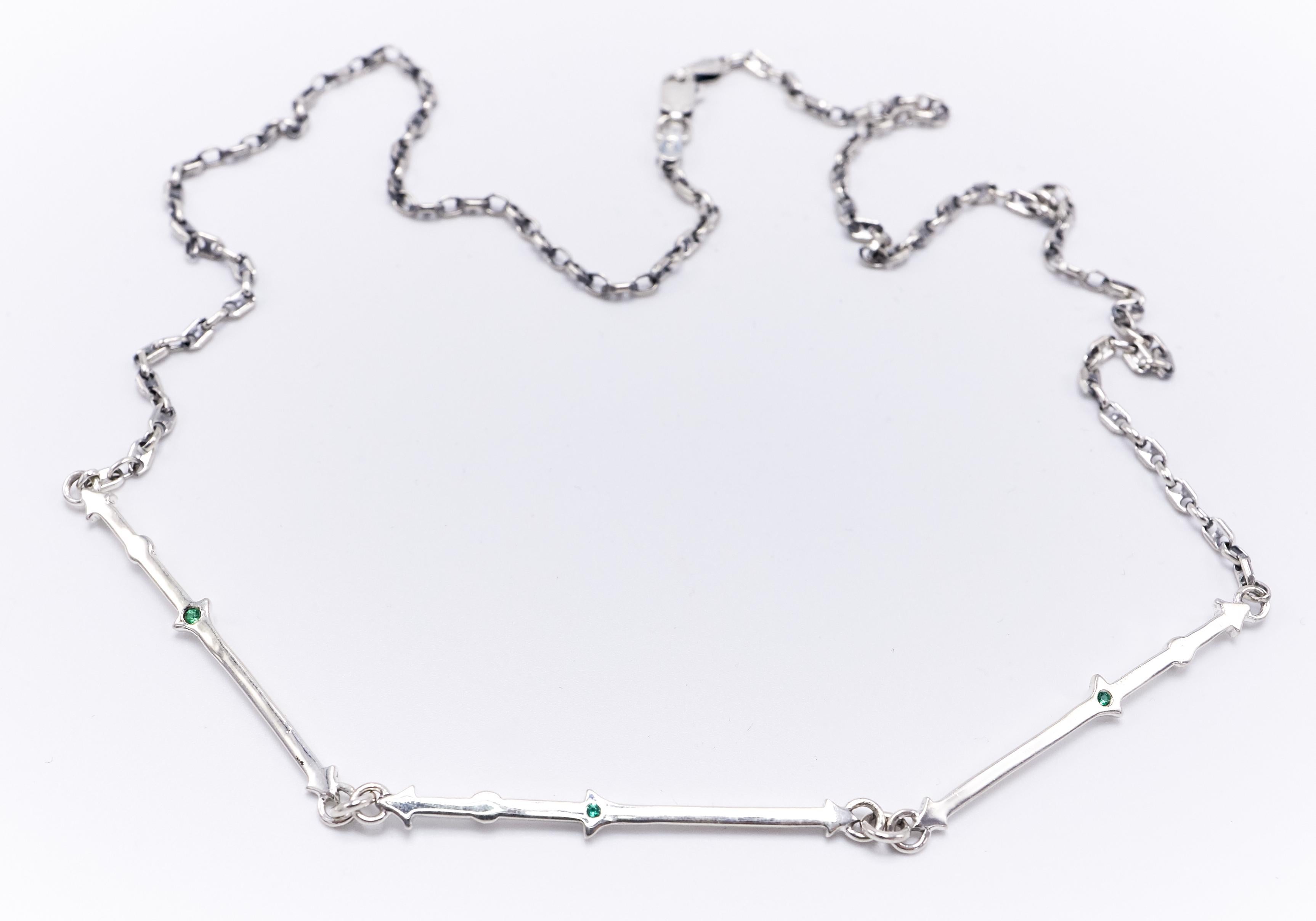 Smaragd Silber Kette Anhänger Halskette Choker J Dauphin (Rundschliff) im Angebot