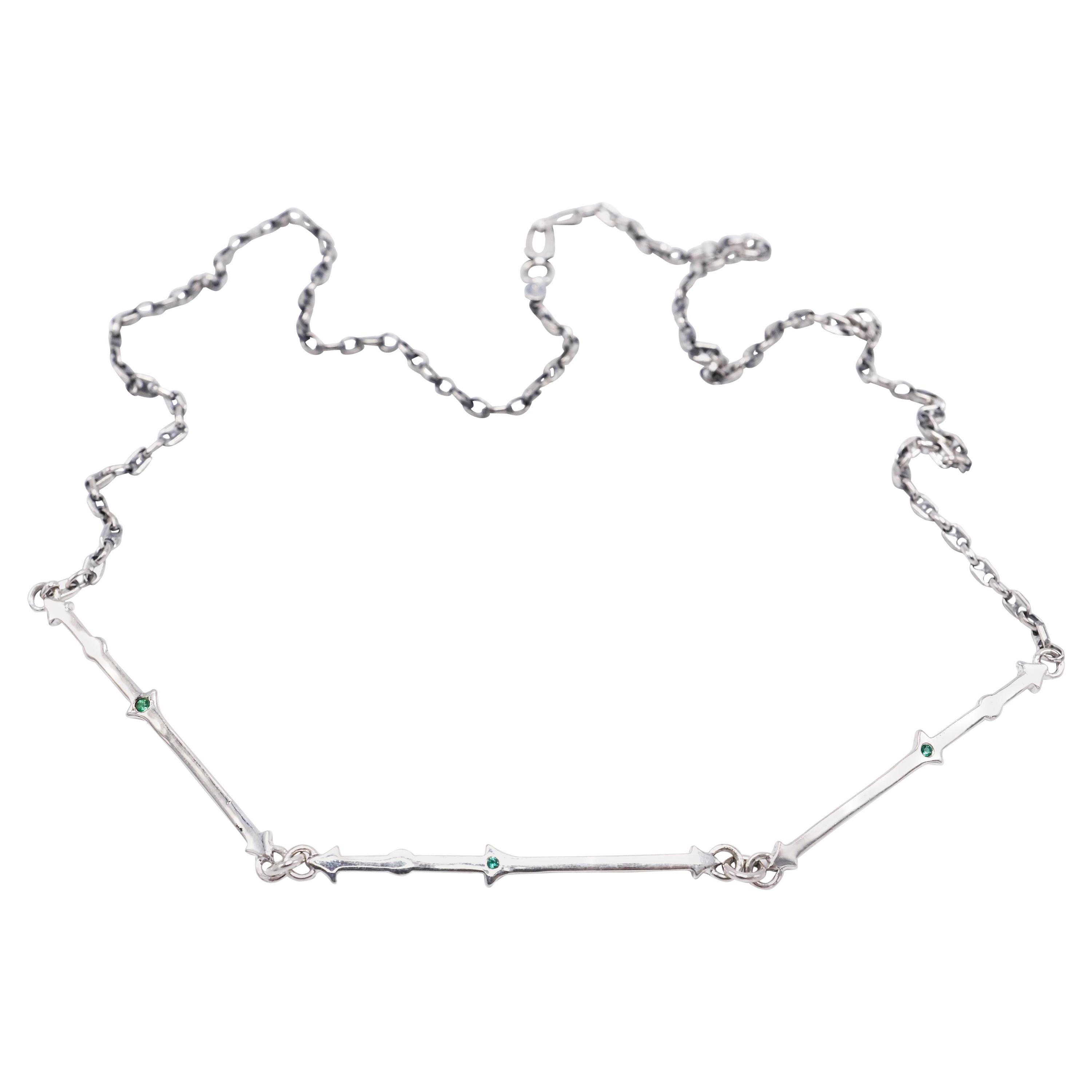 Smaragd Silber Kette Anhänger Halskette Choker J Dauphin im Angebot
