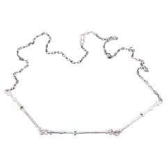 Used Emerald Silver Chain Pendant Necklace Choker J Dauphin