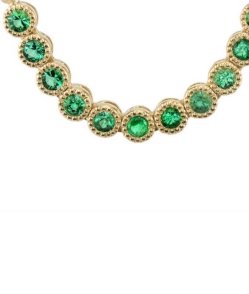 Contemporary Emerald Necklace on Gold Chain For Sale